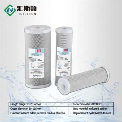 Eco-vriendelijke 10 inch Sinter CTO Filter Tube Vervanging Carbon Filter Cartridge voor hervulbaar waterfilter